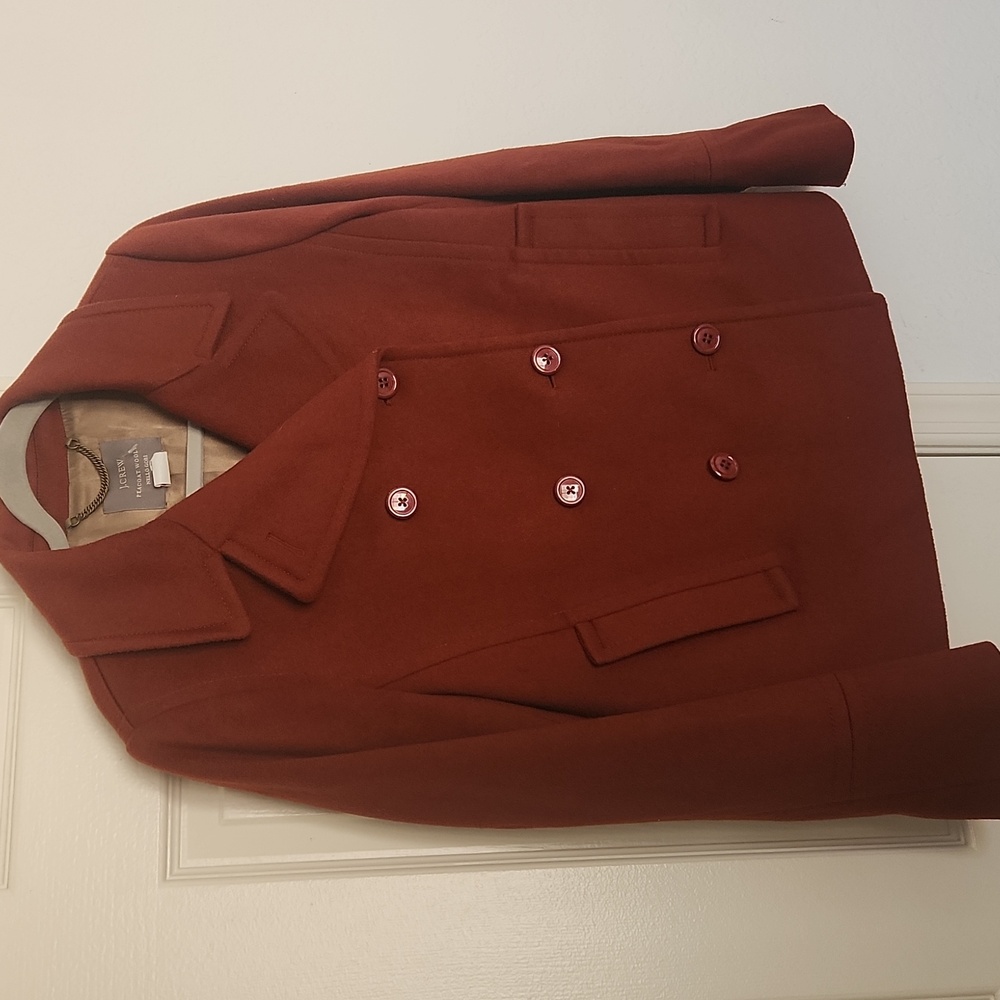 J CREW Peacoat Wool By Nello Gori 100% Wool Burnt Dark Orange Jacket Size 8 - Picture 7 of 15